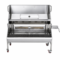 Barbecue à gaz extérieur à double combustible en acier inoxydable avec capot pour rôtissoire à agneau et cochon
