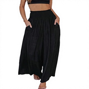 Pantalones Largos Anchos de Verano para Mujer, Casuales, Transpirables, Antiarrugas, Antiestáticos, de Cintura Media, Holgados, con Bolsillos - Product Image 4