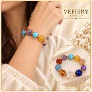Natural Mixed Crystal Large <b>Beaded</b> Stretch <b>Bracelet</b> with Colorful Gemstones for Women Custom Jewelry Wholesale - Product Image 2