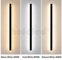 Applique murale LED moderne à longue bande pour porche et Villa IP65, en aluminium, imperméable, noire, luminaire d'extérieur, idéal pour un jardin