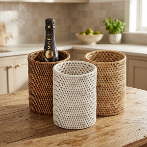 Juego de 3 Cestas de Almacenamiento de Ratán, Circulares, Ecológicas, Decoración del Hogar de Estilo Rústico, Colores Blanco y Natural - Product Image 2