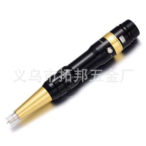 Máquina eléctrica de maquillaje permanente, cuerpo dorado y negro, con adaptador de corriente, para tatuaje de cejas, labios y delineado de ojos. - Product Image 3
