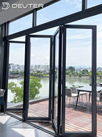 Puertas Plegables de Aluminio de Alta Resistencia con Aislamiento Térmico, Impermeables, con Malla de Seguridad, para Balcón, Patio, Doble Acristalamiento