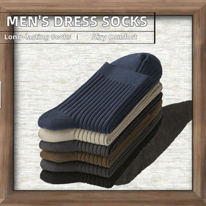 Calzini Eleganti da <span class=keywords><strong>Uomo</strong></span> in Cotone di Alta Qualità, Traspiranti, per Completo Formale, Classici Casual alla Caviglia per l'Autunno - Product Image 5