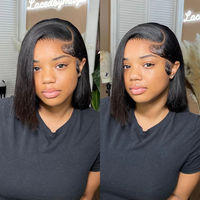 Perruques Lace Front HD Châtain Clair en Gros pour Femmes, Courtes, Coupe Bob Droite, Cheveux Humains Vierges Brésiliens, Sans Colle, Petite Taille