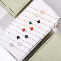 Bracelet porte-bonheur trèfle à quatre feuilles en argent S925 de haute qualité SPJ, réglable, plaqué or 18 carats, bijoux CZ, bracelets émeraude pour femmes