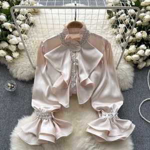 Vintage Style Shirt for Women's Slimming Temperament Shirt Senior Sense Age Reduction Hundred studded <strong>Beaded</strong> <strong>Top</strong> - Product Image 2