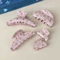 Pinces à cheveux personnalisées avec logo, imprimé floral rose doux, nouvelles pinces à cheveux élégantes en forme de griffe de requin, accessoires pour cheveux d'été pour filles