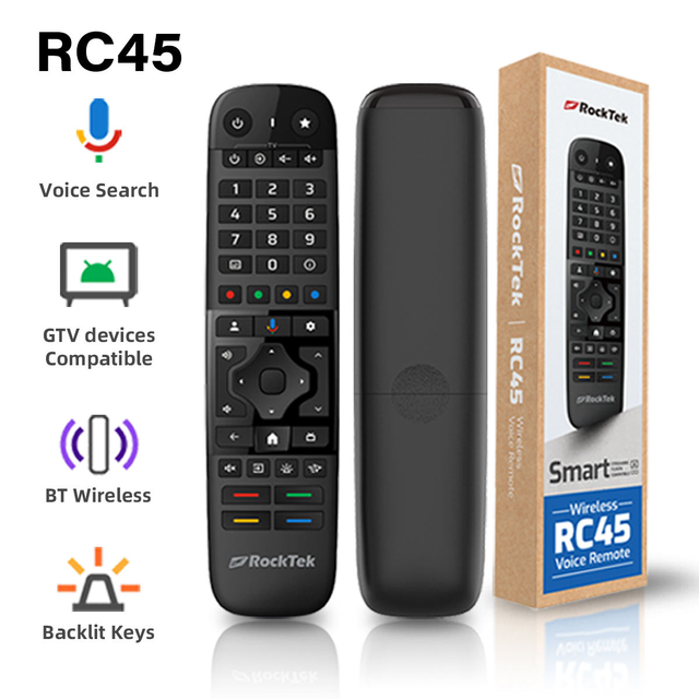 RockTek RC45 BT Wireless Voice Remote Infrared Learning Function Intelligent Tvbox Set-top Box TV Universal Remote Control