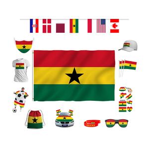 Flagnshow vente en gros vente chaude Ghana produits de fans de football logo personnalisé drapeaux casquette lunettes de soleil masque pour les fans de football de football - Product Image 1