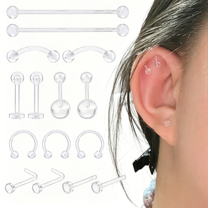 Kit de 48 Piercings en <span class=keywords><strong>Plastique</strong></span> Transparent pour Sourcils/Lèvres/Septum/Nez/Mamelons/Pubis/Langue/Tragus | - Product Image 6