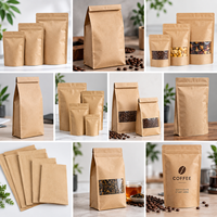 Sachet Doypack en Papier Kraft Écologique Refermable avec Fermeture Éclair, Anti-humidité, Qualité Alimentaire, pour Grains de Café, Impression Personnalisée