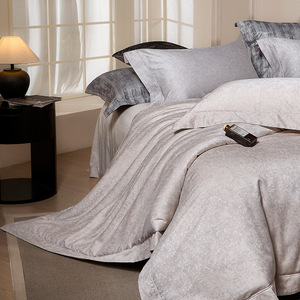 Cotton Linen Four-Piece <b>Bedding</b> <b>Set</b> Yarn-Dyed Jacquard Solid Color Breathable Moisture-Wicking Duvet Cover Sheets Pillowcases - Product Image 1