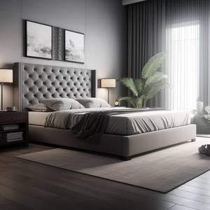 Cadre de <span class=keywords><strong>lit</strong></span> escamotable moderne en cuir transparent en acrylique rembourré grand format personnalisé avec rangement - Product Image 1