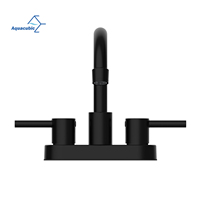 Robinet de lavabo de salle de bain américain, robinet à double poignée noir mat, robinet de lavabo à montage central de 4 pouces
