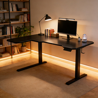 Nouveautés Bureau d'angle en forme de L de 1,5 mètre avec réglage électrique de la hauteur à double moteur pour le travail et les études