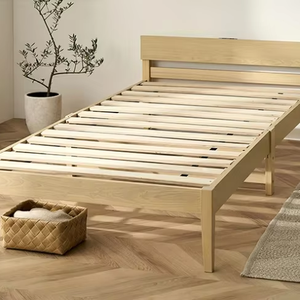 Struttura <span class=keywords><strong>Letto</strong></span> <span class=keywords><strong>Singolo</strong></span> Minimalista in Legno Massello Naturale - <span class=keywords><strong>Letto</strong></span> a Piattaforma Stile Giapponese con Supporto a Doghe per Camere da <span class=keywords><strong>Letto</strong></span> Moderne - Product Image 1