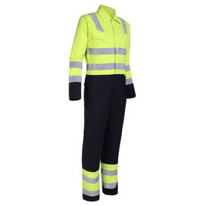 Combinaison Jaune Haute Visibilité Résistante aux Flammes en Tissu Modacrylique/Coton EN11611 EN11612 EN1149 EN20471 Vêtements <span class=keywords><strong>de</strong></span> Sécurité - Product Image 5