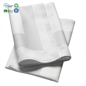 Serviettes en coton jacquard blanc durables de 18x18 pouces, 100 % coton, bordure carrée classique, pour la décoration de séminaires et réunions d'entreprise. - Product Image 1