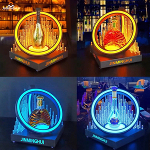 OEM Metal Crystal Pillar Whisky Vodka LED Botella Soporte de exhibición Barra de forma redonda Herramienta para <span class=keywords><strong>VIP</strong></span> Publicidad Discoteca Uso - Product Image 1