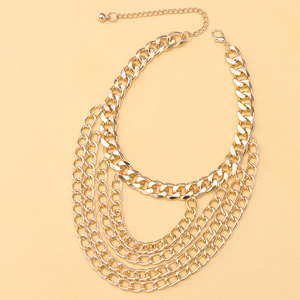 European American Fashion <b>Titanium</b> Steel High Heel Shoe Anklet Gold Chunky <b>Chain</b> Multi Layered For Women - Product Image 6