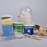 Coppette per Gelato in Carta Kraft Personalizzate con Coperchi, Monouso Biodegradabili per Alimenti, per Gelato e Yogurt Gelato, Vendita all'Ingrosso