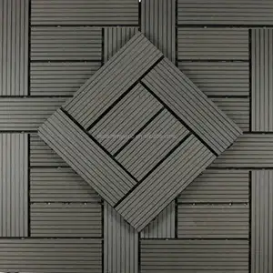 factory price cheap grey wpc outdoor flooring tiles Massive Waterproof Interlock Wpc Decking Tiles Wood Plastic Composite Grey