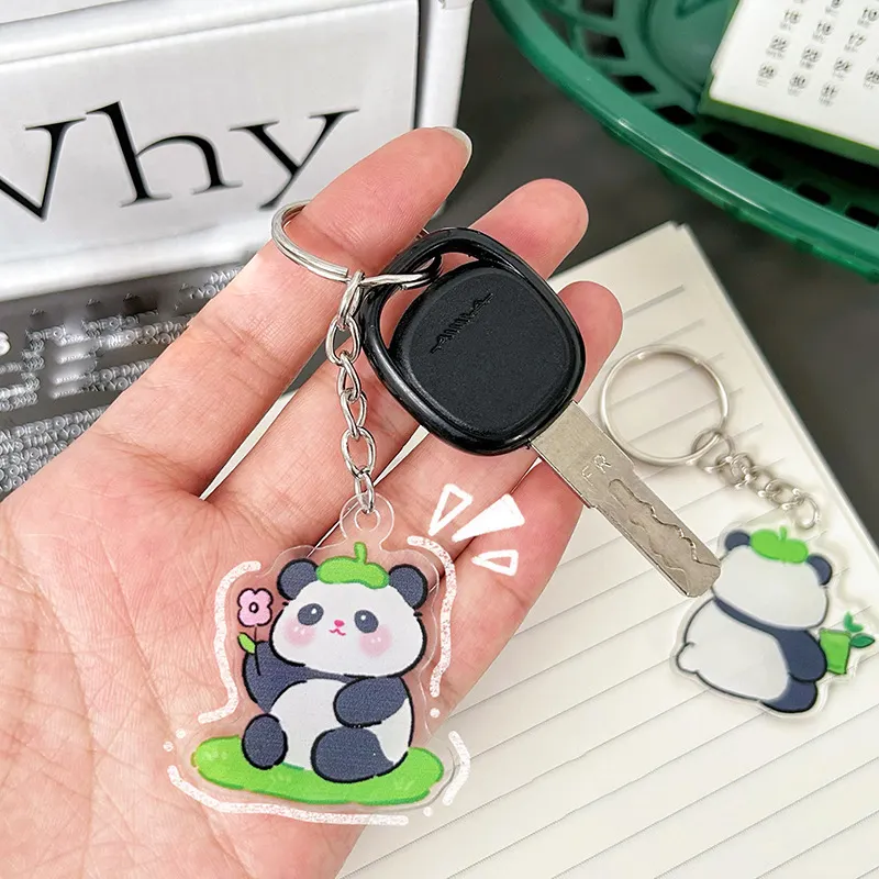 customize Plastic acrylic kawaii anime girl animal cartoon keychain panda decoration accessories