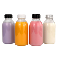 Bouteille en plastique PET transparente ronde de 250 ml et 350 ml pour eau froide, jus, café, soda, thé, boissons, plastique de qualité alimentaire, couvercle en aluminium