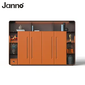 Janno新到货豪华设计木制开放式货架展示文件存储皮套柜