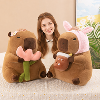 Peluche Capybara brodée ultra douce avec tasse à bubble tea – Cadeau anti-stress pour tous les âges, unisexe, vente en gros