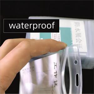 Porta Badge in <span class=keywords><strong>PVC</strong></span> Trasparente Morbido all'Ingrosso, Impermeabile con Cerniera Richiudibile, Custodia per Tessere Identificative - Product Image 3