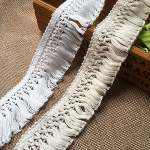 Tessuto per tende in cotone bianco sporco con nappe da 4 cm, design per tovaglie fai da te, abbigliamento bohémien - Product Image 2