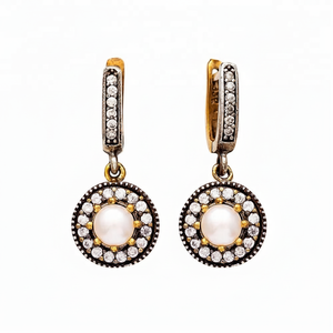 Pendientes de plata de ley 925 con piedra de circón, joyería auténtica, hechos a mano, turca - Product Image 2