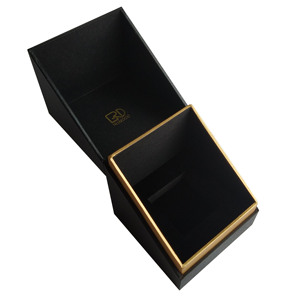 Rogood กล่องของขวัญกระดาษแข็งสำหรับน้ำหอม/RGD-<span class=keywords><strong>P2122</strong></span>เทียนพร้อมกรอบสีทองทรงสี่เหลี่ยมเปิดฝาสีดำสนิท - Product Image 1