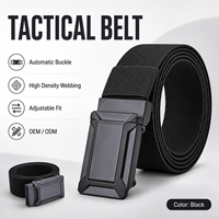 Ceinture tactique noire personnalisée à boucle automatique en nylon, sangle haute densité, ceinture ajustable, vente en gros OEM ODM