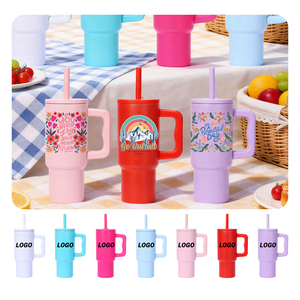 Factory OEM Promotional Insulated Tumblers 24oz Sports Mug Macaroon Color Water Bottle Stainless Steel Cups with Lids and Straws