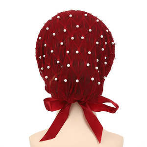 Thời Trang Phụ Nữ Mềm Hijab Hat Headscarf Thoáng Khí Hồi Giáo Ren Ngọc Trai Turban Head Bọc Cho Phụ Nữ - Product Image 2