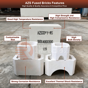 Gạch chịu lửa Chất lượng cao Zirconium Corundum <span class=keywords><strong>firebrick</strong></span> <span class=keywords><strong>azs</strong></span> 33 36 41 <span class=keywords><strong>firebrick</strong></span> cho lò nung thủy tinh - Product Image 2
