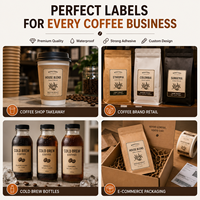 Emballage personnalisé pour produits de café, étiquette autocollante en rouleau, impression d'autocollants OEM