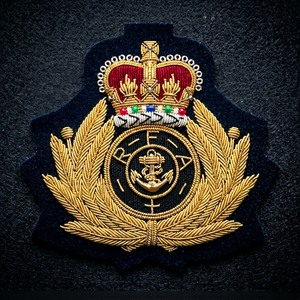 Custom Embroidered Cap Badge With Anchor And Laurel Wreath <b>Sew</b>-On Fabric Patch For Uniform Garment - Product Image 1