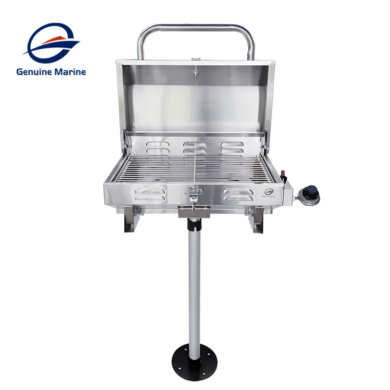 Genuine Marine Boat Parts RV Outdoor Adjustable Stainless Steel Large Gas And Charcoal Grill Combo BBQ Barbecue Grill