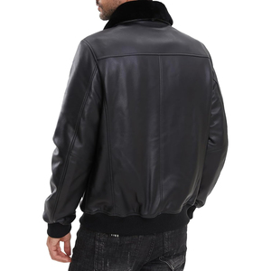 Wholesale Best Selling Men's Fashion Crew Neck Shearling Leather <b>Canvas</b> <b>Jacket</b> Spring High Street Style Custom Colors Front - Product Image 6