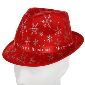 Sombrero Fedora Rojo Festivo de Navidad con Estampado de Copos de Nieve Plateados para Fiestas de Disfraces y Uso Unisex - Product Image 2