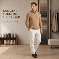 Pull rayé à col zippé pour homme, 100% coton tricoté, style décontracté chic, fabricant OEM ODM, vente en gros, faible MOQ