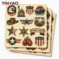 Lembar Stiker Kiss Cut Kustom Tampilan Vintage Kraft Elang Barat Topi Koboi Stiker Tahan Air untuk Helm Dompet Botol Logo