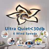 Kipas langit-langit LED 27,2 inci, kipas langit-langit LED awet Amerika dengan lampu, bunga Modern profil rendah, kipas langit-langit Flush Mount, 6 kecepatan angin gigi