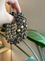 Bracelet rond poli en cristal naturel brun fumé Sinyore - Cadeau - quartz fumé