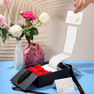 Boîte à bijoux en forme de rectangle à double porte pour collier pendentif fleur de rose, idéale pour la Saint-Valentin et l'emballage cadeau - Product Image 5