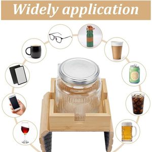 Wooden <b>Sofa</b> <b>Armrest</b> Tray Stand Solid Wood Foldable Cup Holder Storage Box For Living Room Coffee Table Use - Product Image 4